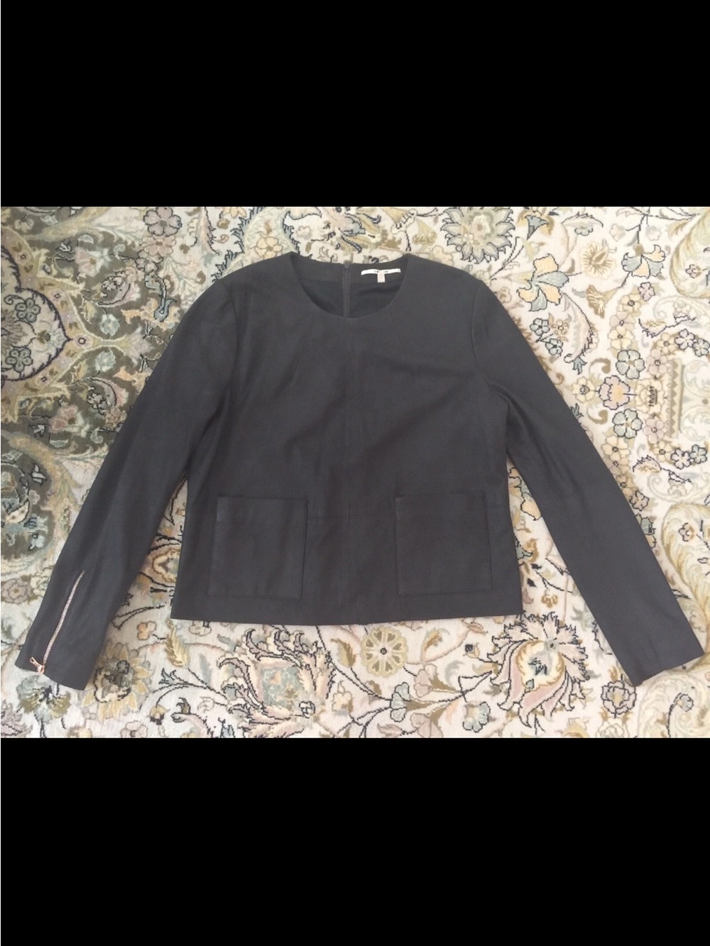 J Brand 100% Lamb Leather Black Top With Rose Gold Zipper M Medium New $950